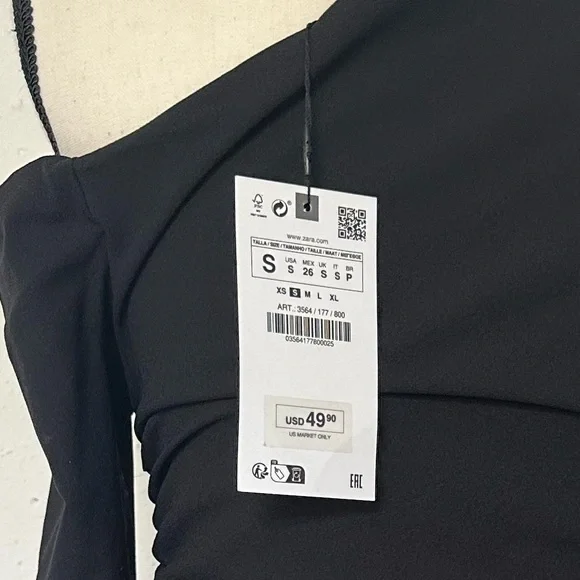 ZARA BLACK DRAPED ASYMMETRICAL DRESS - Picture 6 of 6